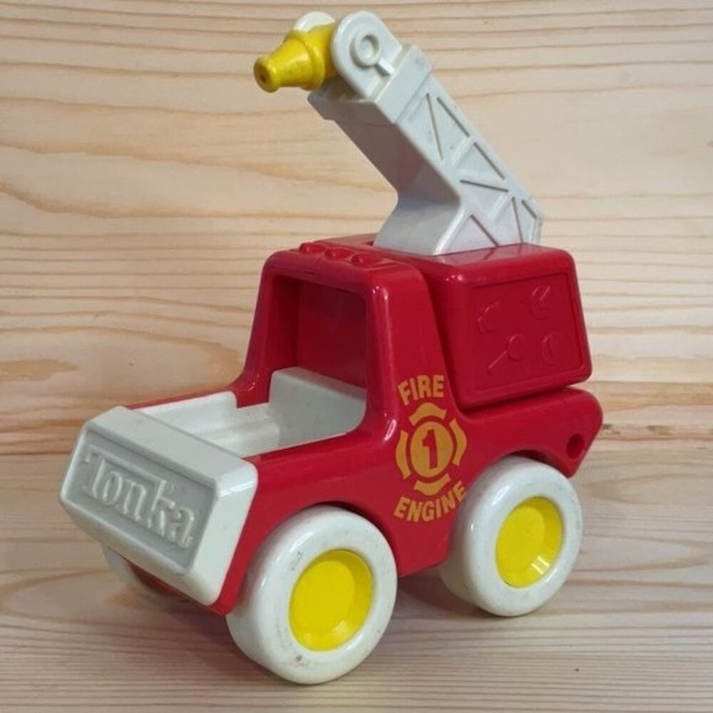 Vintage Tonka Fire Truck Push Toy Car Retro Red & Yellow